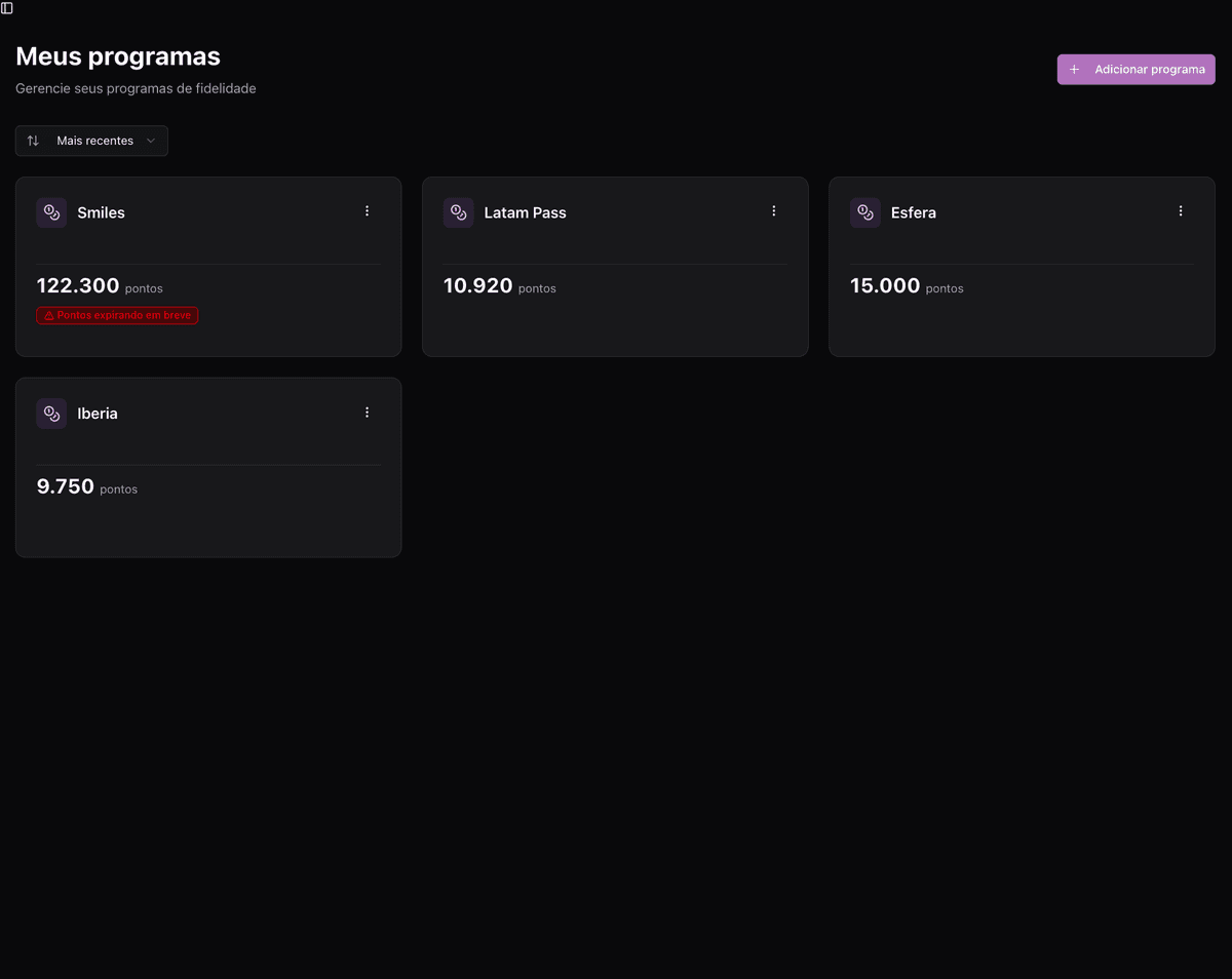 Programas cadastrados